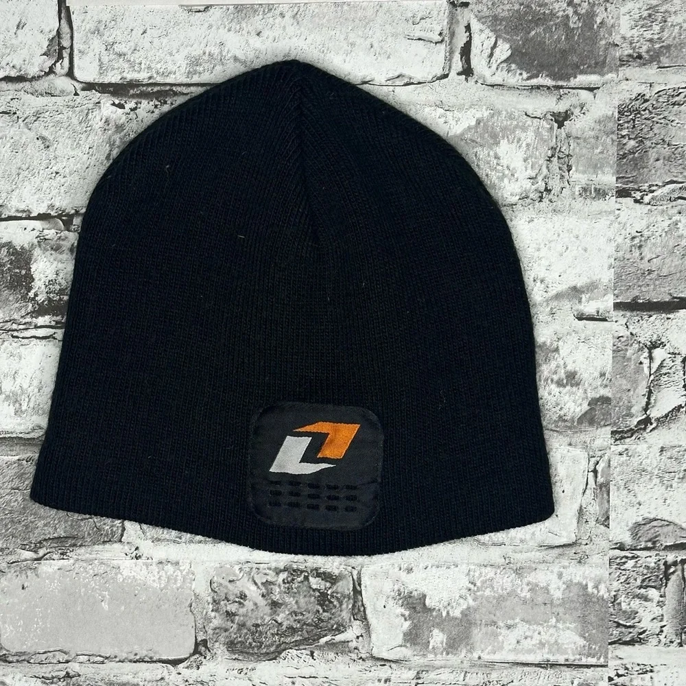 EUC Black Beanie with Orange and White Logo
